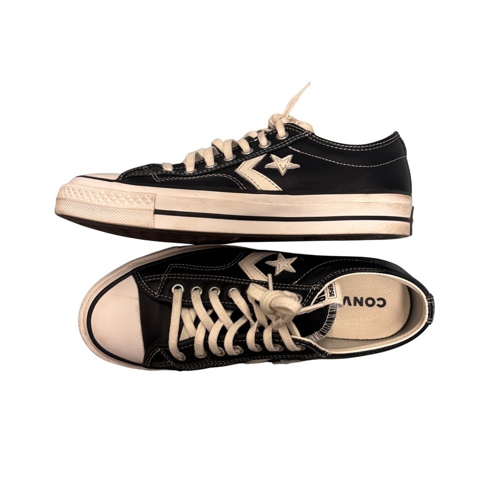Converse Leather Black and White Star Sneakers - Picture 8 of 8